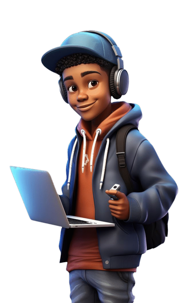 model Kid with laptop